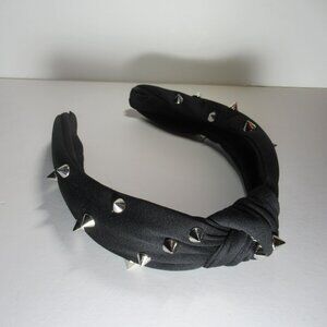 New Spiked Knotted Headband, Black Studded Hair Band Silver Spikes Punk Goth Emo